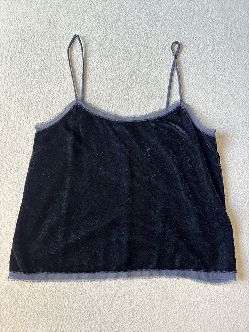 H&M Black Velvet Cami with Gray Lace Trim